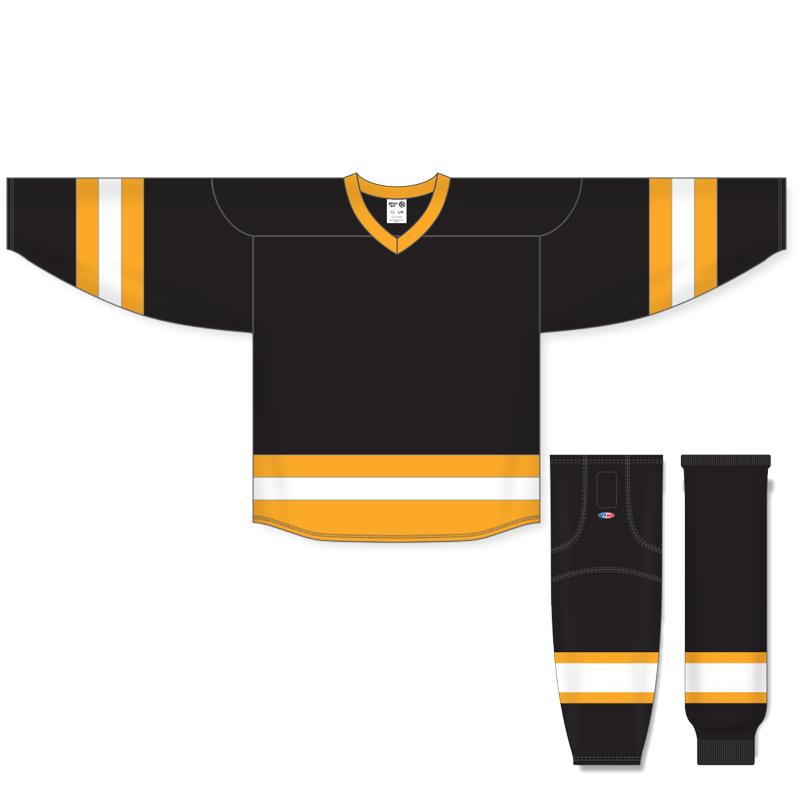 Athletic Knit Custom Black/Gold/White 6500 Jersey - Discount Hockey