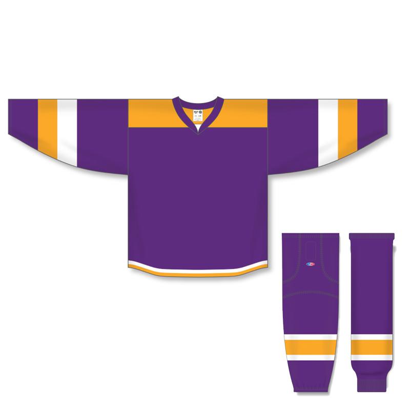 Athletic Knit Custom Purple/Gold/White 7400 Jersey - Discount Hockey