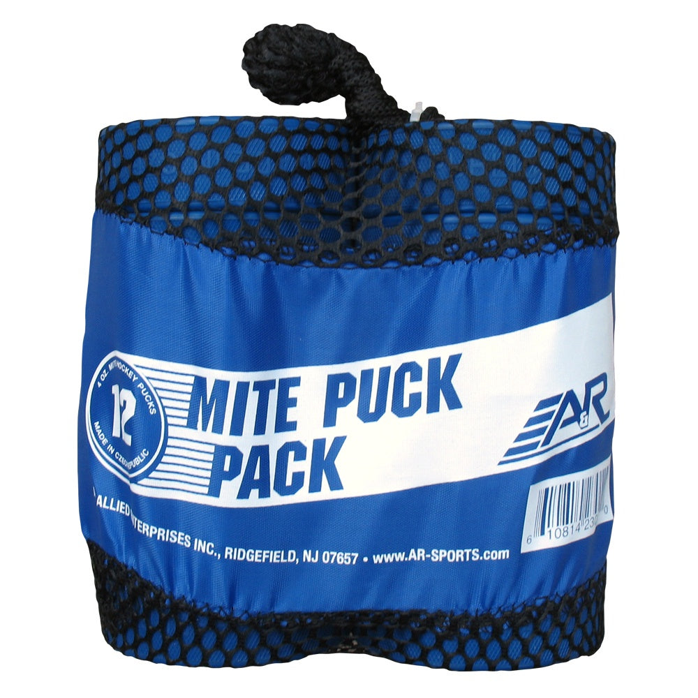 A&R Bag of 12 Blue Mite Ice Hockey Pucks