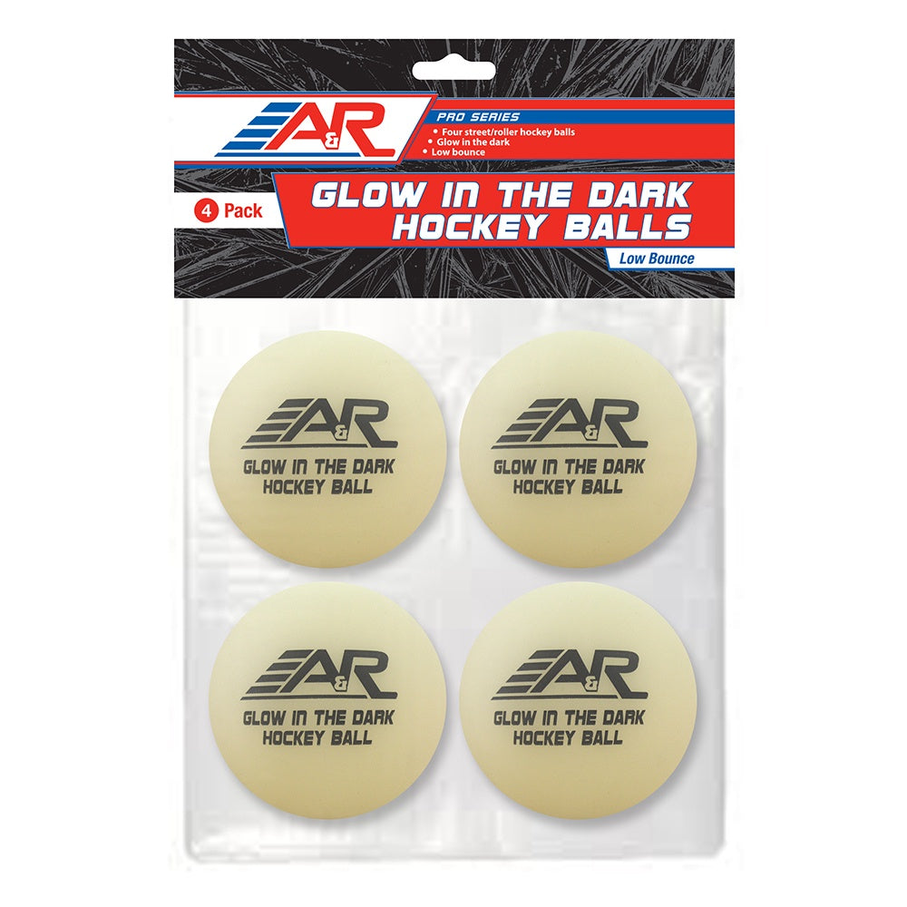 A&R Glow in the Dark Street Hockey Balls - 4 Pack