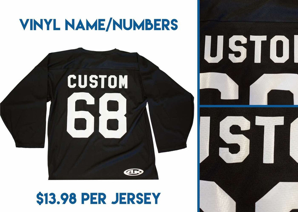 Athletic Knit Custom Black/Red/White 7400 Jersey - Discount Hockey