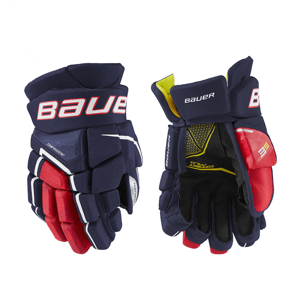 Bauer Supreme 3S Junior Ice Hockey Gloves - Navy/Red/White