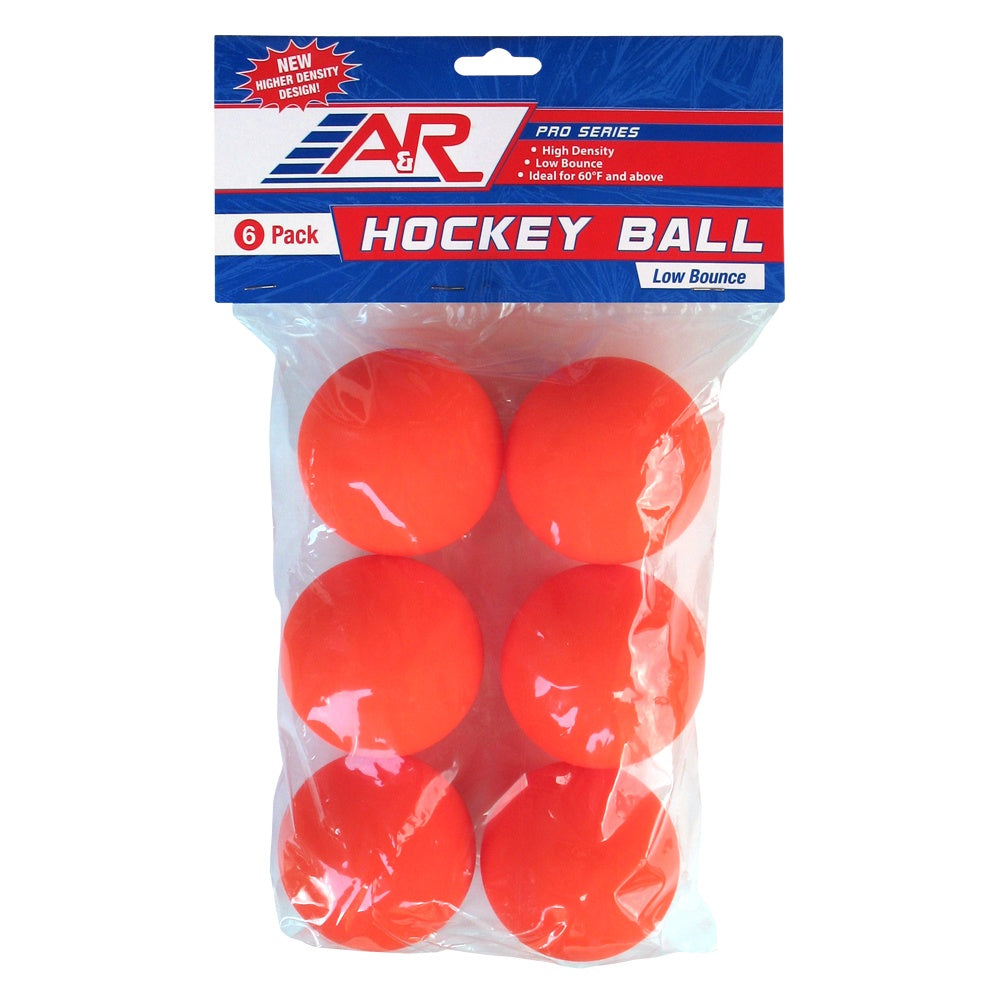 A&R Low Bounce Orange Street Hockey Balls - 6 Pack