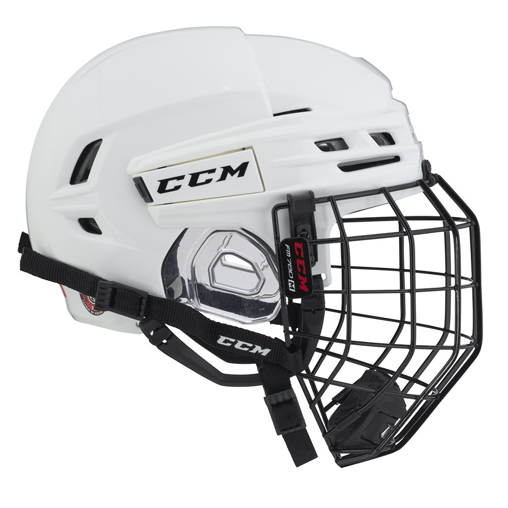 CCM Tacks 910 Hockey Helmet with Cage - White