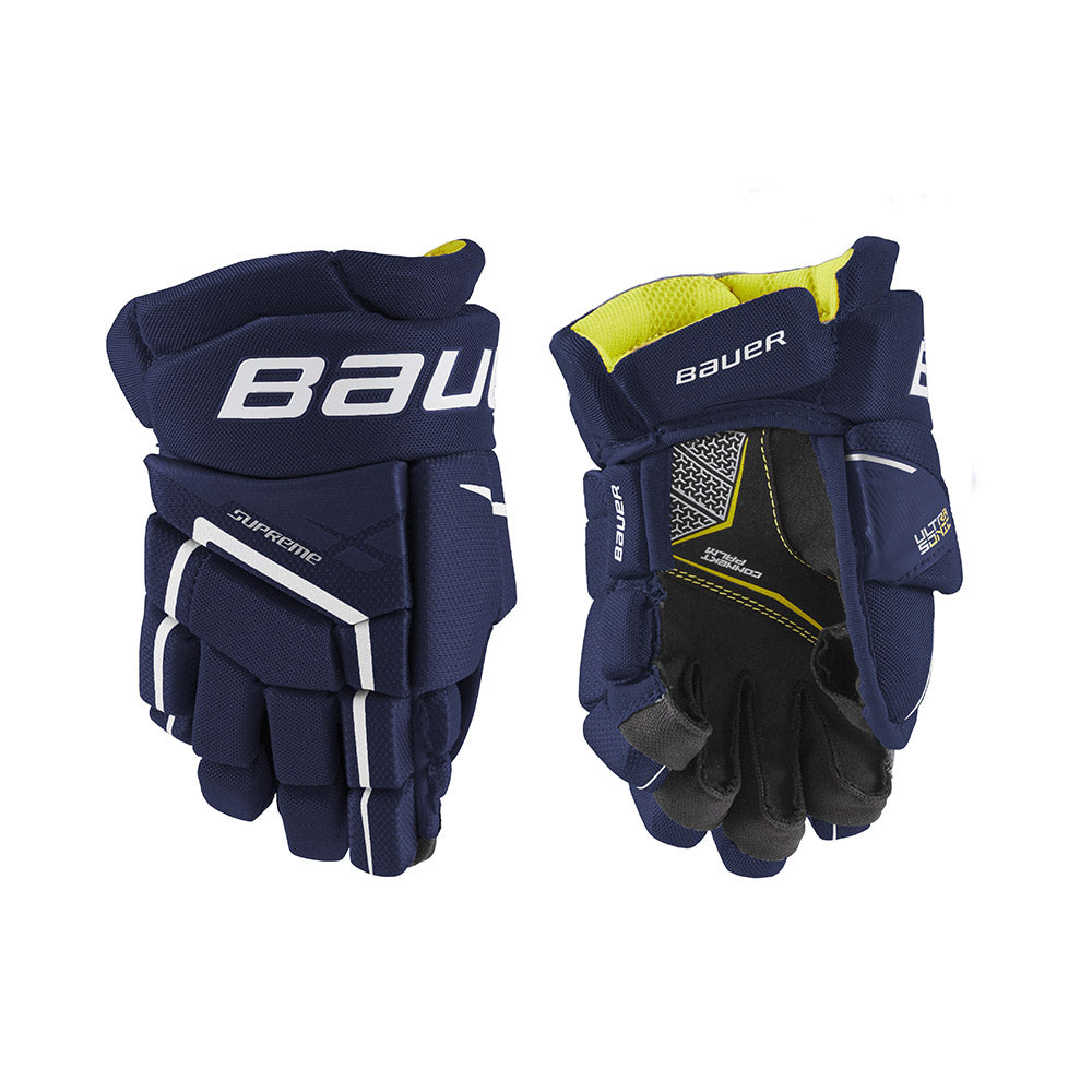 Bauer Supreme Ultrasonic Youth Ice Hockey Gloves - Navy