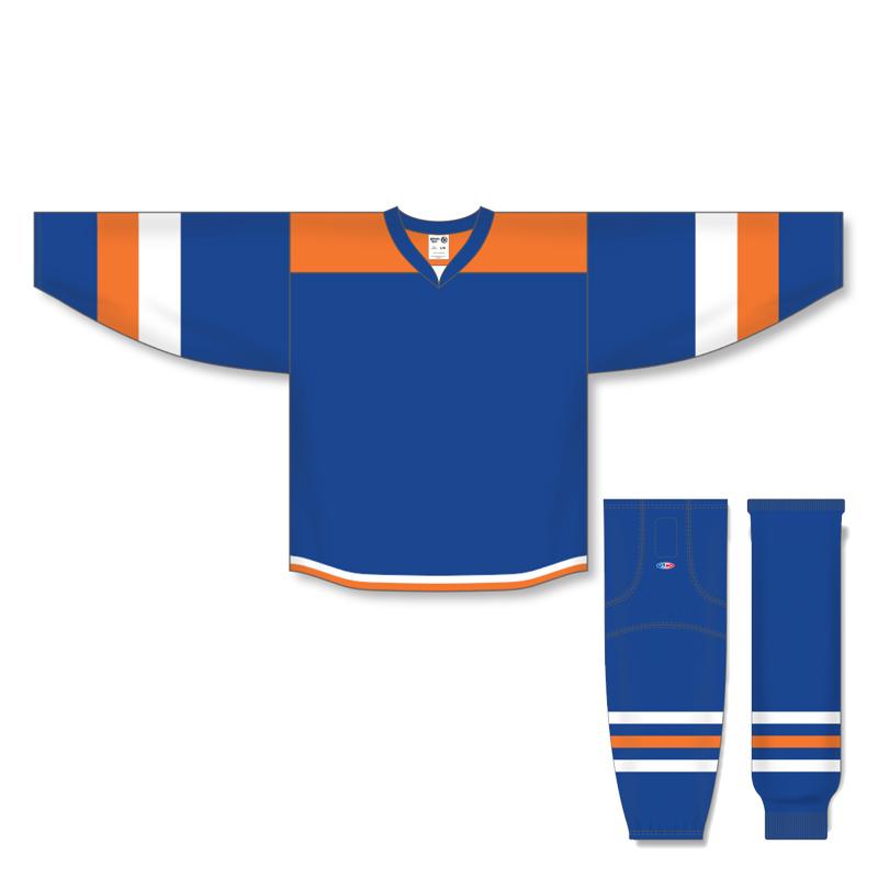 Athletic Knit Custom Royal/Orange/White 7400 Jersey - Discount Hockey