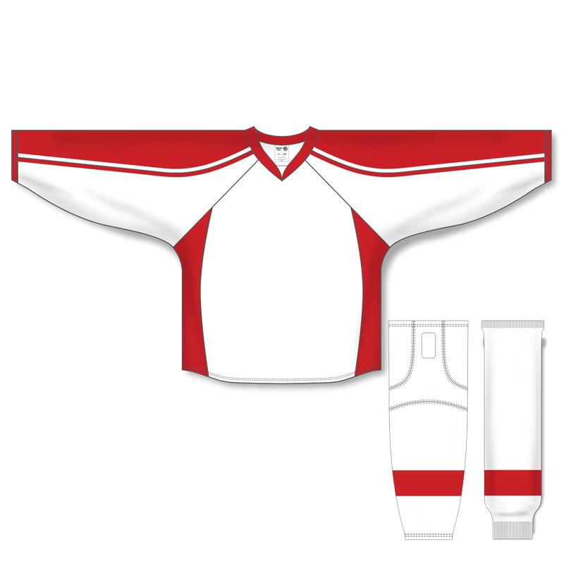 Athletic Knit Custom White/Red 7600 Jersey - Discount Hockey