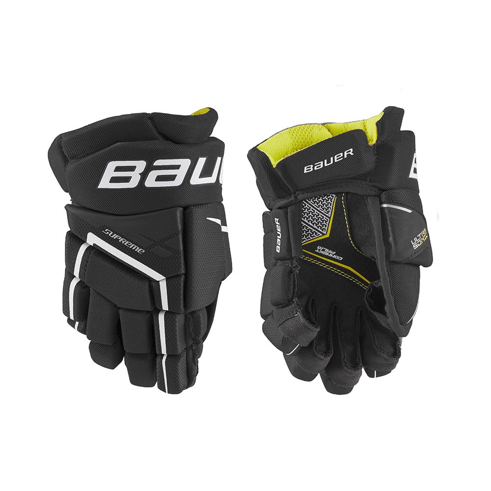 Bauer Supreme Ultrasonic Youth Ice Hockey Gloves - Black/White