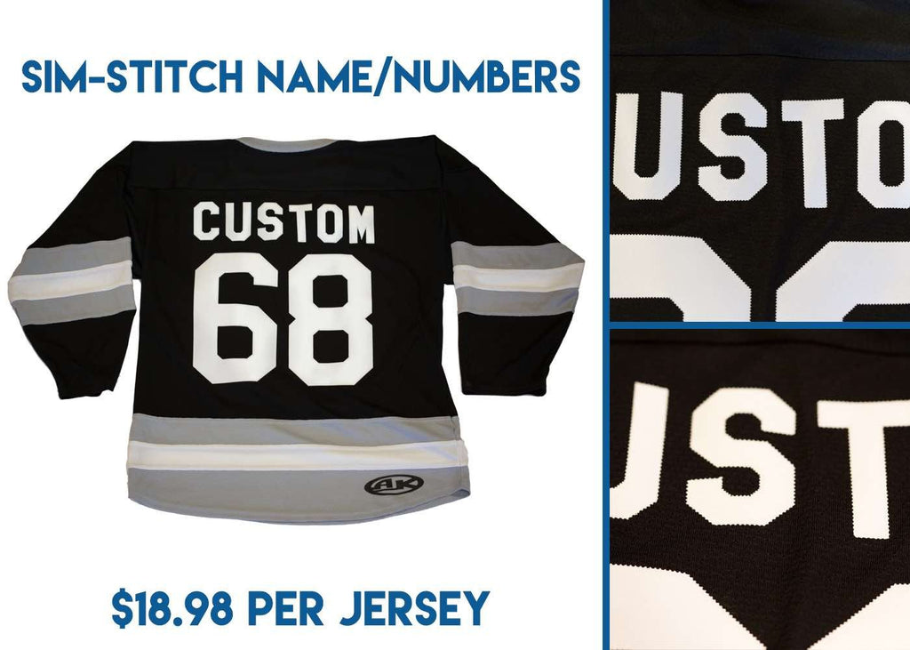 Athletic Knit Custom Sky Blue/Gold/White 7400 Jersey - Discount Hockey